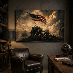 US Soldiers Raising American Flag Canvas Wall Art – Home Decor Print