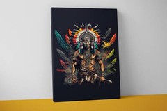 Native American Warrior Canvas Art – Indigenous Wall Decor Gift