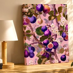 Canvas Purple Fig Tree Blossoms Botanical Pink Floral Fruit Home Fine Print