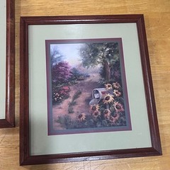 Vtg Joan Cole Garden Landscape Framed Art Prints Set 2 Home Interior Cottagecore