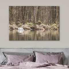 Wall26 Wall Art Canvas Print Swan in Marsh Lake Pond Photography Art Decor