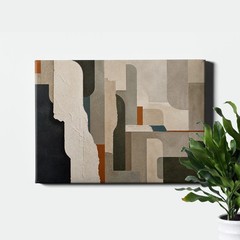 Textured geometric abstract collage in neutral tones Canvas Print