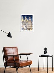 Set of 2 Paris Sacre Coeur Montmartre Louvre Museum Watercolor Art Print 12X16″