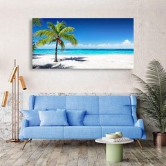 Vibrant Nature Artwork: Ready-to-Hang Canvas Beach Scene – 48″L x 24″W