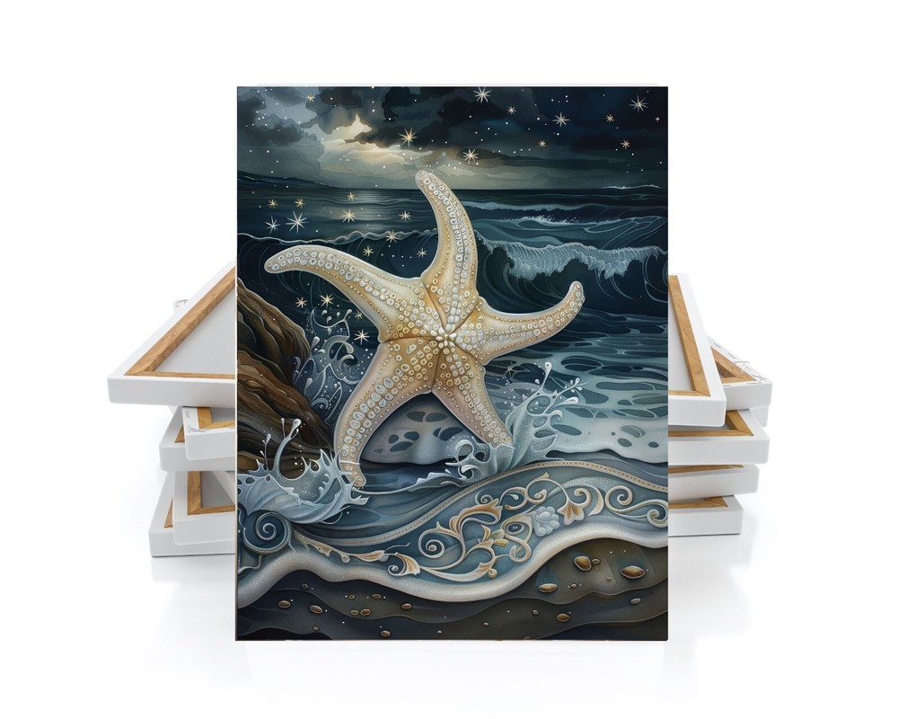 16×20 Dancing Starfish Beach Coastal Canvas Print Wall Art