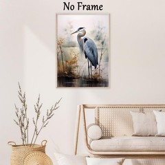 Great Blue Heron Canvas Wall Art Wild Bird Pictures 16″L x 24″W, A-No Frame