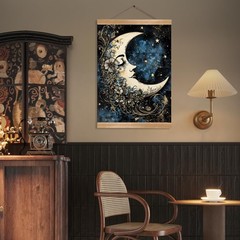 Moon Wall Art Decor– Vintage Hanging Wall Painting Abstract Poster with Solid…