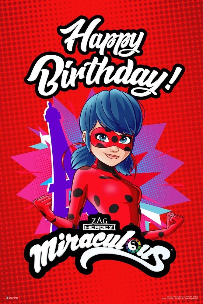Miraculous Ladybug Happy Birthday Mini Art Print Poster 24×36