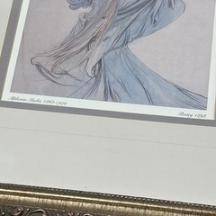 Vintage Alphonse Mucha ‘Poetry’ Art Print Ornate Frame Art Nouveau 14″x18″