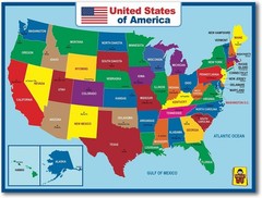 United States Map Laminated Poster – Dry Erase Double Side Educational Poster