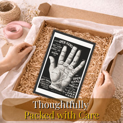 Vintage Palmistry Hand Poster Framed 11×17 Open Hand Tobacco Retro Wall Art