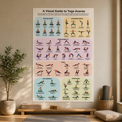 Yoga Asanas Visual Guide Poster, Yoga Poses Studio Wall Decor | Multiple Sizes