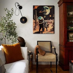 Ijeroain Black Space Cats Wall Art Funny Cat Wall Decor Pictures Cat astronau…