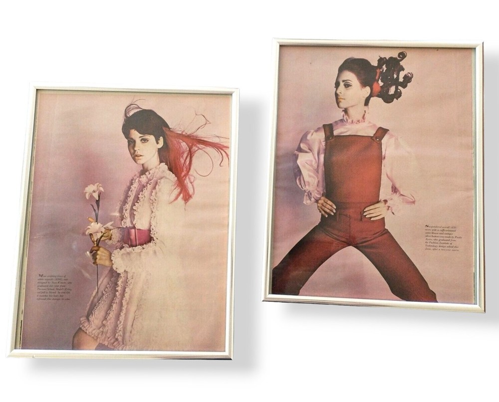 Set of 2 Life Magazine Way Out Fashion 1967 Framed Model Photographs NYC Mod Art