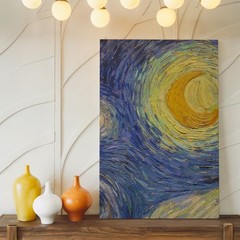 Abstract Textured Moon And Star Night Sky Canvas Wall Art Print For Home Decor