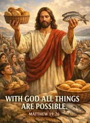 canvas print wall art home decor Jesus – Bread And Fish 14x11in