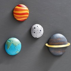 4Pcs Outer Space Planets Wall Decor – 3D Planet Theme Sculptures for Kids Room,