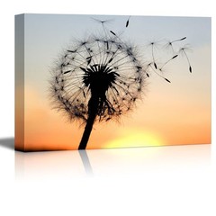 Canvas Prints Wall Art – Dandelion in the Warm Sunset | Wall Decor- 12″ x 18″
