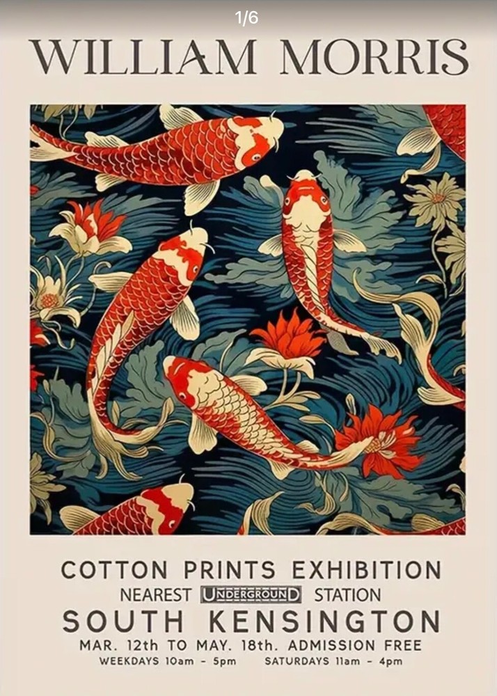 William Morris Canvas Wall Art Exhibition Print Koi in Pond 12 x 18 275