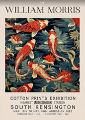 William Morris Canvas Wall Art Exhibition Print Koi in Pond 12 x 18 275
