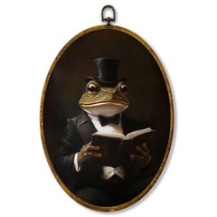 Vintage Frog Canvas Wall Art Decor, Funny Victorian Frog Gothic Animal Wall A…