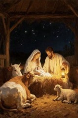 Nativity Scene CANVAS Wall Art,Baby Jesus in The Manger POSTER, Christmas Decor