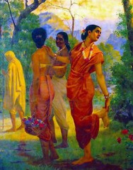 Art Shakuntala by Raja Ravi Varma. Oil Painting Giclee Print Canvas