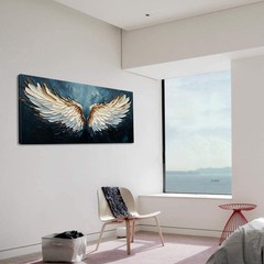 Angel Wings Wall Art Blue Oil Painting Reproduction Print Modern Abstract Can…