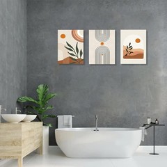 Stylish Boho Wall Art Set of 3 with Geometric Illustrations Ready to Hang