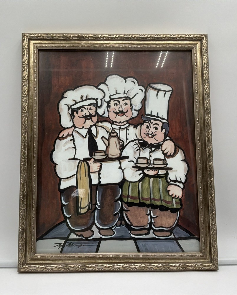 Joy Alldredge Framed Chef Wall Art Kitchen Café Print Restaurant Decor 16 x12.5”