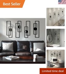 Large 3D Layered Black Metal Wall Sculptures – Set of 4 for Innovative Spaces