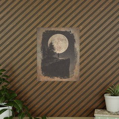 STARGAZER MOON GIRL Wall Art Print, Retro Celestial Full Moon Astronomy Poster