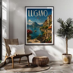 Lugano Travel Poster Print, Wall Decor