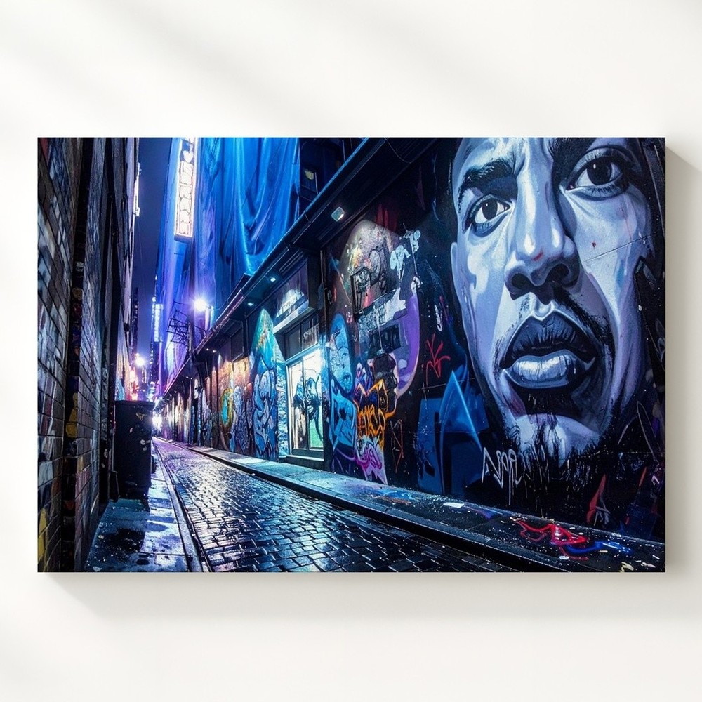 Neon Alley Canvas Vibrant Urban Graffiti And Street Art Scene Wall Art