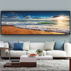 Natural Gold Beach Sunset Landscape Posters and Prints Wall Art Pictures Paintin