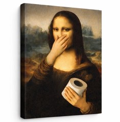 Mona Lisa Toilet Paper Canvas Wall Art Funny Bathroom Decor Gift 12×8”