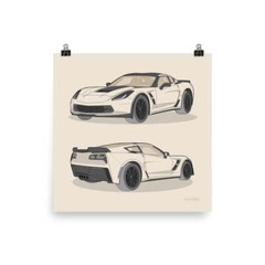 2019 Chevy Corvette Grand Sport Coupe 12 in. X 12 in. Poster
