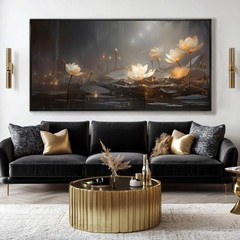White Floral Wall Decor Gold Botanical Canvas Paintings Modern Artwork for Li…