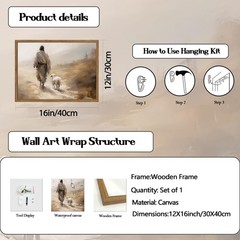 Framed Jesus Leaves the 99 Sheep Wall Art, Christian Wall Decor Paintings, Je…