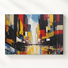 Urban Pulse Canvas Abstract City Street With Bold Brushstrokes Wall Art