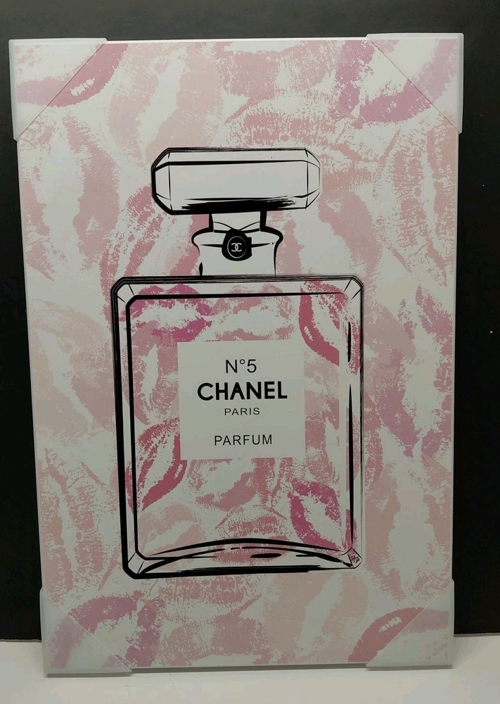 Stupell Abstract Lipstick Kiss Chanel No 5 Parfum Bottle Wall Art Placard New