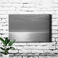 Monochrome moonlit ocean Wall Art giant full moon silver reflection