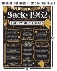64th Birthday Decorations 1962 Back in 1962 Poster 11×14 Unframed Party Gift