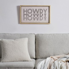 Home Decor Collection Howdy Print Natural Wood Framed Wall Art, 22″ x 13″