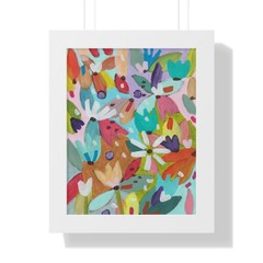 Colorful Abstract Floral Framed Vertical Poster