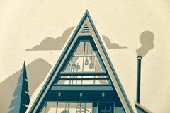 DKNG Cascade (14″x11″ A-Frame House/Cabin, Silkscreen Art Print/Poster)
