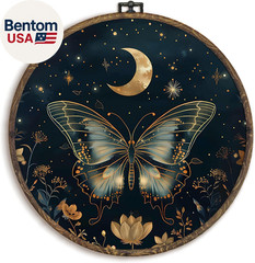Gothic Butterfly Moth round Wall Art Framed, Witchy Butterfly Canvas Wall Art De
