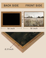 Vintage Framed Canvas Wall Art, 12x16inch, Classical Wildflowers Field Sky Fa…