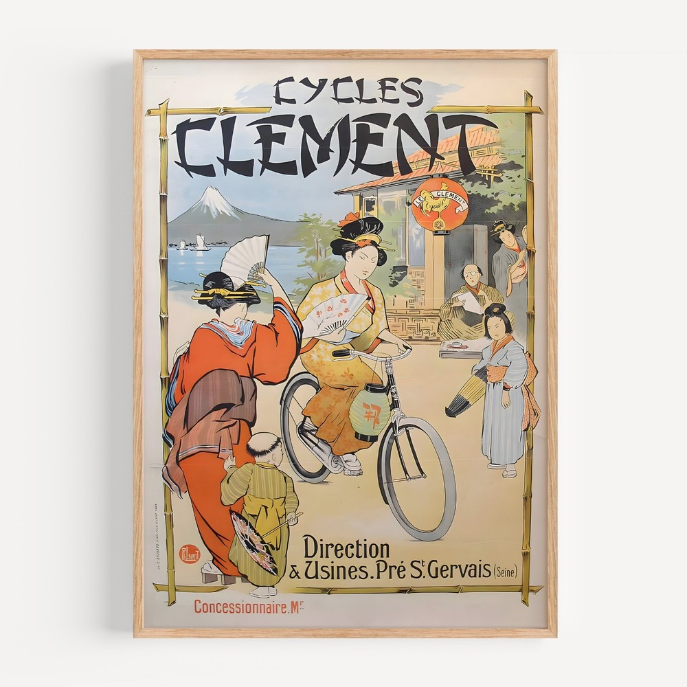 Cycles Clement Leverd Bicycle 1910 Retro Vintage Poster Print