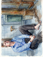 Saw Dr Gordon Watercolor Horror Wall Collage Poster Print